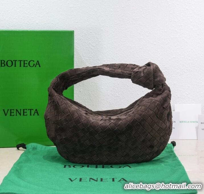 Shop Best Bottega Veneta intrecciato suede top handle bag 690225 brown