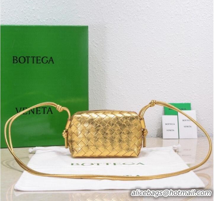 Inexpensive Bottega Veneta Mini intrecciato leather cross-body bag 680254 gold