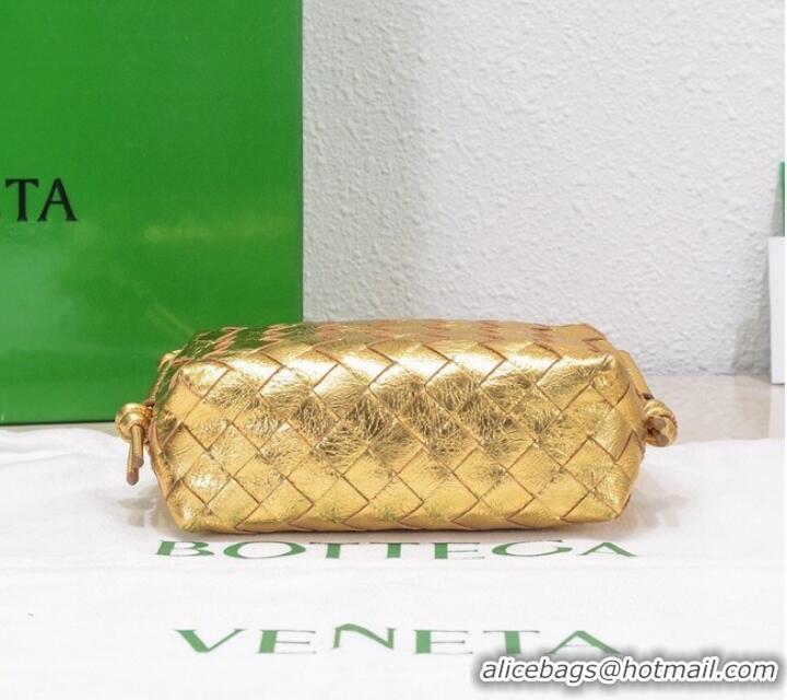 Inexpensive Bottega Veneta Mini intrecciato leather cross-body bag 680254 gold