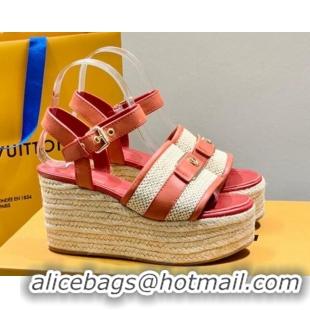 Big Discount Louis Vuitton Starboard Wedge Sandals 10cm with LV Circle Red Leather 062045