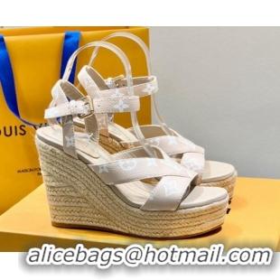 Best Product Louis Vuitton Starboard Wedge Sandals 10cm with V Strap Pink Leather 062047