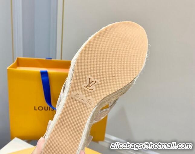 Best Product Louis Vuitton Starboard Wedge Sandals 10cm with V Strap Pink Leather 062047