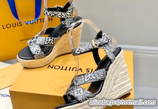 Durable Louis Vuitton Starboard Wedge Sandals 10cm with V Strap Since 062049