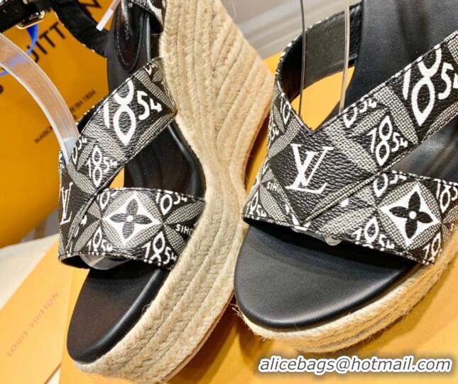 Durable Louis Vuitton Starboard Wedge Sandals 10cm with V Strap Since 062049