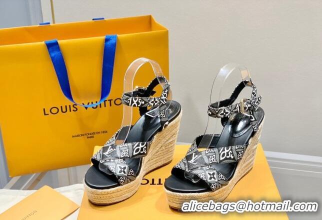 Durable Louis Vuitton Starboard Wedge Sandals 10cm with V Strap Since 062049