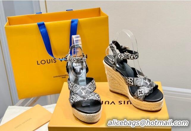 Durable Louis Vuitton Starboard Wedge Sandals 10cm with V Strap Since 062049