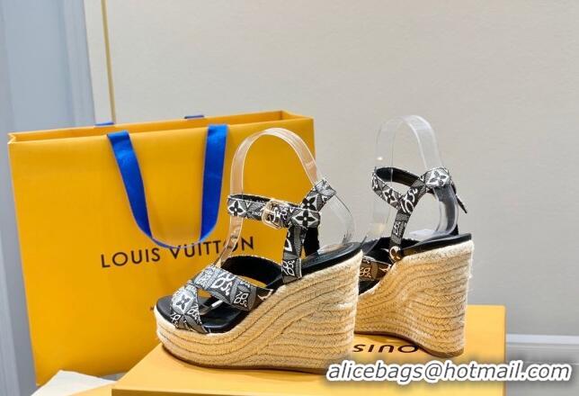 Durable Louis Vuitton Starboard Wedge Sandals 10cm with V Strap Since 062049