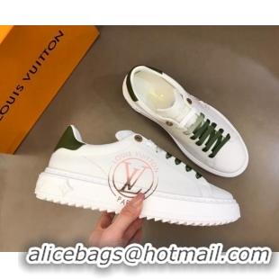 Low Price Louis Vuitton Time Out Leather Sneakers White/Green 0621051