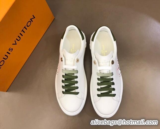 Low Price Louis Vuitton Time Out Leather Sneakers White/Green 0621051