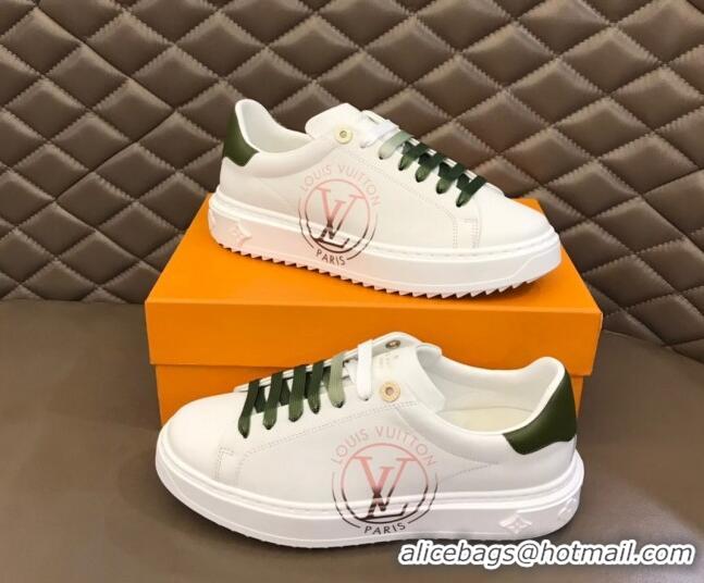 Low Price Louis Vuitton Time Out Leather Sneakers White/Green 0621051