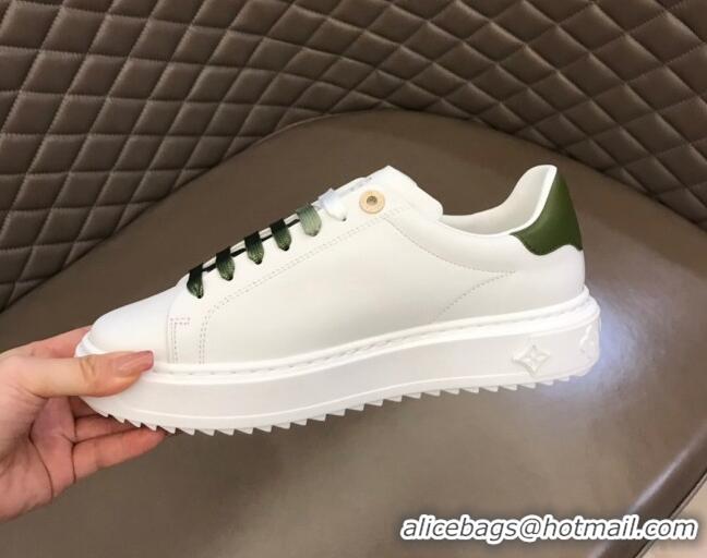 Low Price Louis Vuitton Time Out Leather Sneakers White/Green 0621051