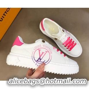 AAAAA Louis Vuitton Time Out Leather Sneakers White/Pink 0621052