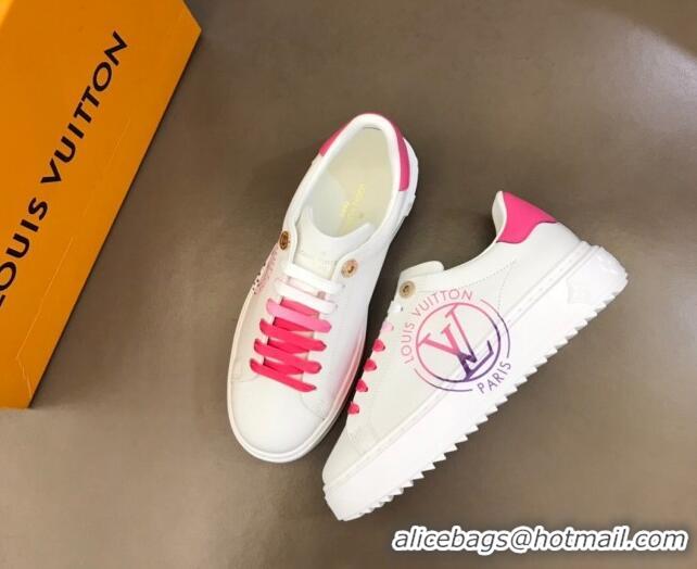 AAAAA Louis Vuitton Time Out Leather Sneakers White/Pink 0621052