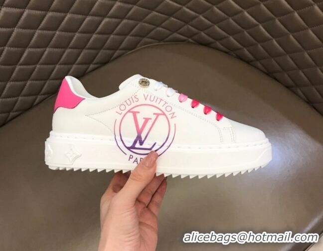 AAAAA Louis Vuitton Time Out Leather Sneakers White/Pink 0621052