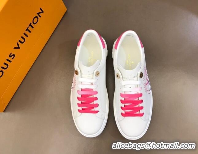 AAAAA Louis Vuitton Time Out Leather Sneakers White/Pink 0621052