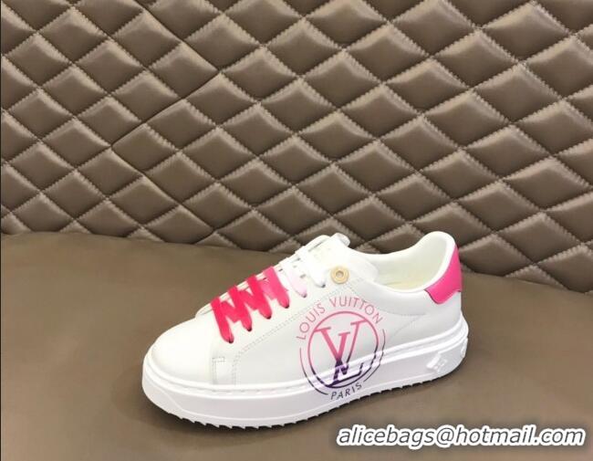 AAAAA Louis Vuitton Time Out Leather Sneakers White/Pink 0621052