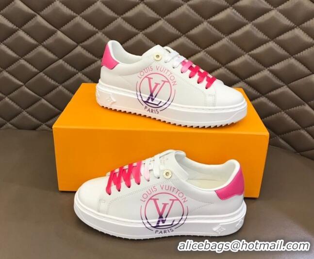 AAAAA Louis Vuitton Time Out Leather Sneakers White/Pink 0621052