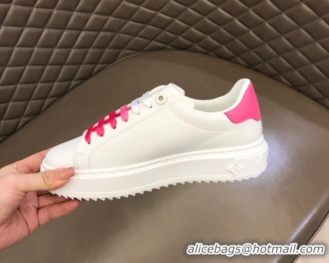 AAAAA Louis Vuitton Time Out Leather Sneakers White/Pink 0621052