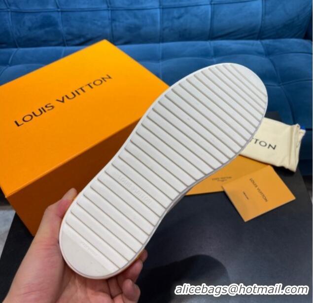 Inexpensive Louis Vuitton Time Out Leather Sneakers White/Yellow 0621055