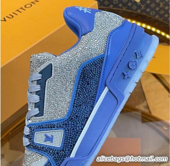 Duplicate Louis Vuitton Men's LV Trainer Crystal Sneakers Blue 070430