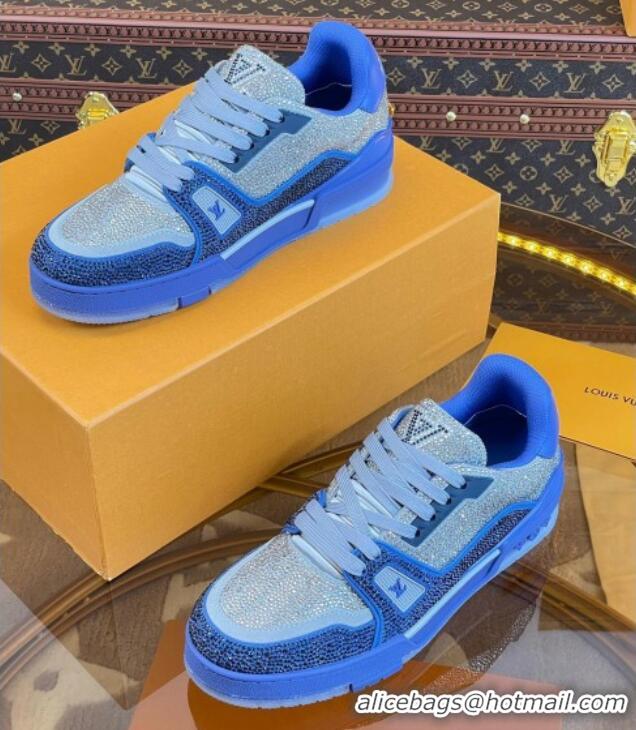 Duplicate Louis Vuitton Men's LV Trainer Crystal Sneakers Blue 070430