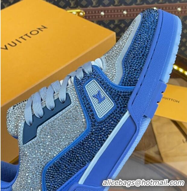 Duplicate Louis Vuitton Men's LV Trainer Crystal Sneakers Blue 070430