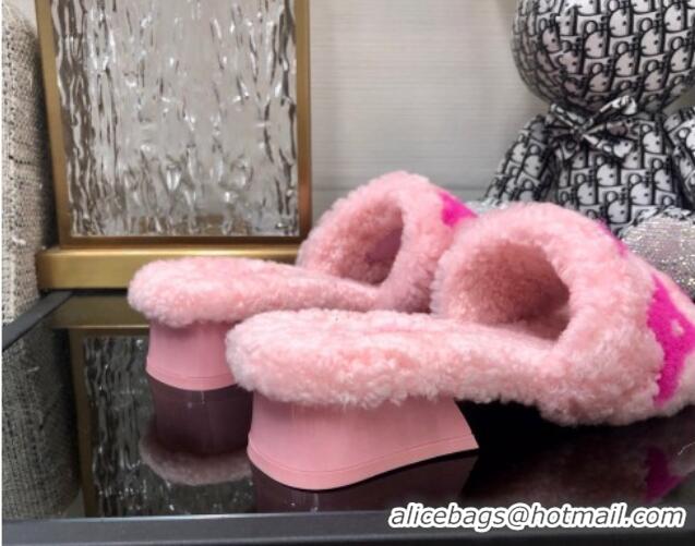 Low Price Louis Vuitton Magnetic Shearling Heel Slide Sandals 3.5cm Light Pink 071968