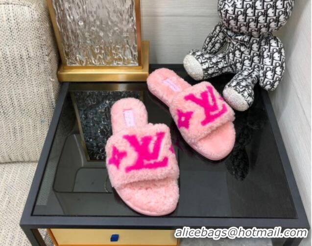 Best Price Louis Vuitton Magnetic Shearling Flat Slide Sandals Light Pink 071973