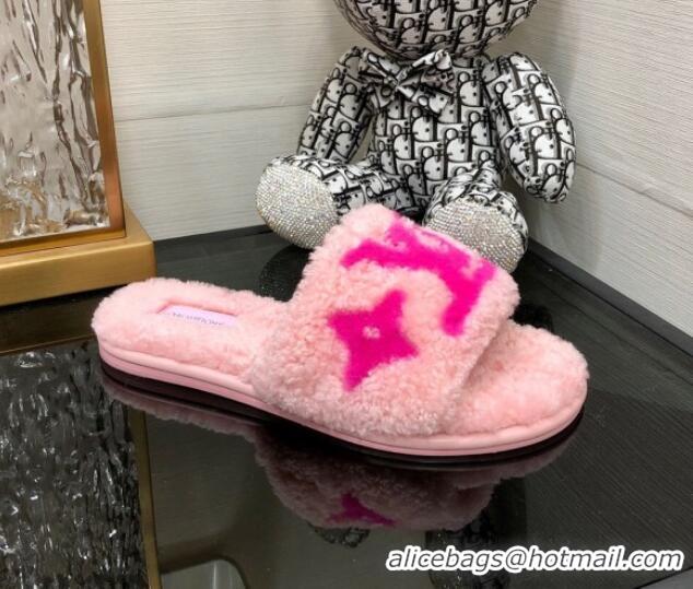 Best Price Louis Vuitton Magnetic Shearling Flat Slide Sandals Light Pink 071973