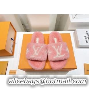 Best Product Louis Vuitton Shearling Flat Slide Sandals Light Pink 071988