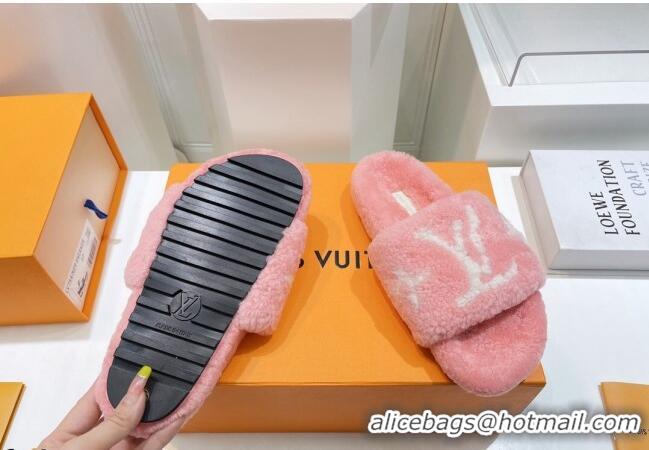 Best Product Louis Vuitton Shearling Flat Slide Sandals Light Pink 071988