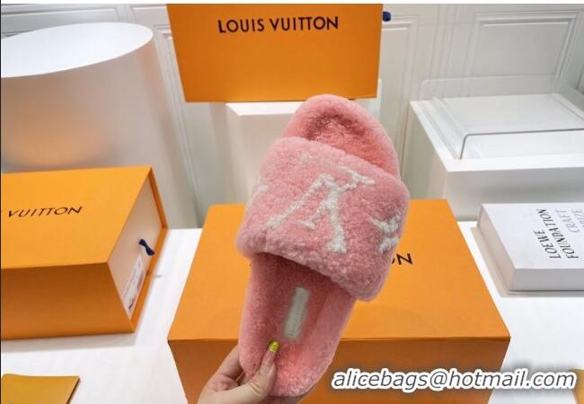 Best Product Louis Vuitton Shearling Flat Slide Sandals Light Pink 071988