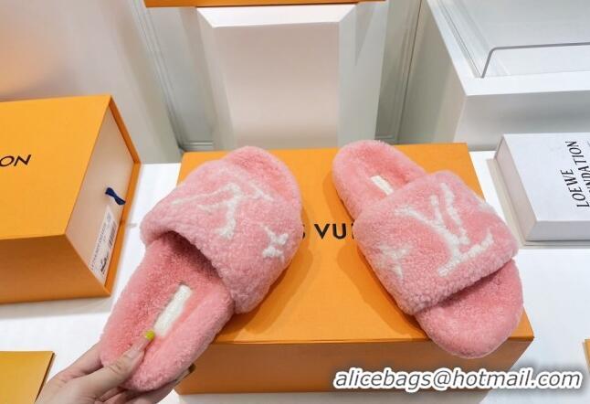 Best Product Louis Vuitton Shearling Flat Slide Sandals Light Pink 071988