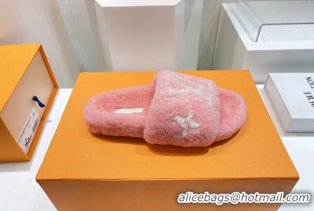 Best Product Louis Vuitton Shearling Flat Slide Sandals Light Pink 071988