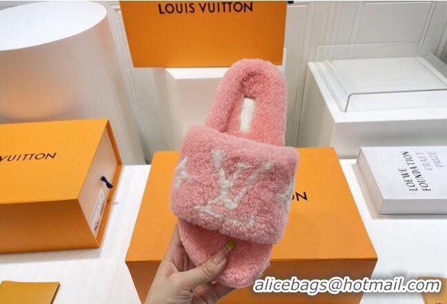 Best Product Louis Vuitton Shearling Flat Slide Sandals Light Pink 071988