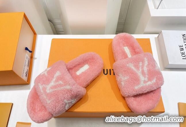 Best Product Louis Vuitton Shearling Flat Slide Sandals Light Pink 071988