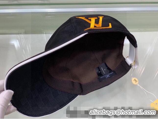 Famous Brand Louis Vuitton Canvas Basball Hat LV2360 Black/Gold 2022