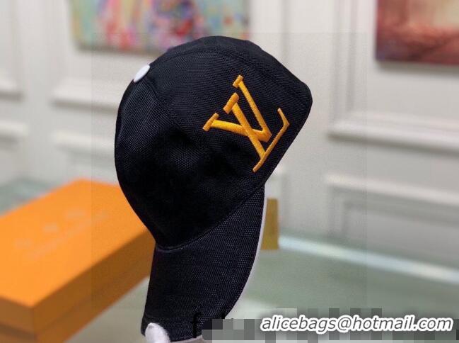 Famous Brand Louis Vuitton Canvas Basball Hat LV2360 Black/Gold 2022