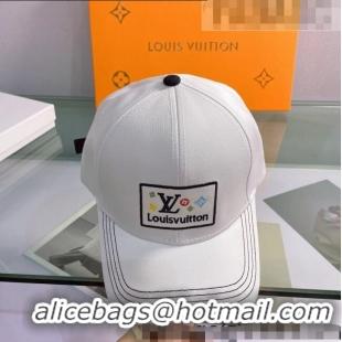 Famous Brand Louis Vuitton Canvas Baseball Hat 040201 White 2022