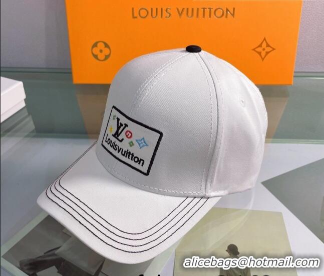 Famous Brand Louis Vuitton Canvas Baseball Hat 040201 White 2022