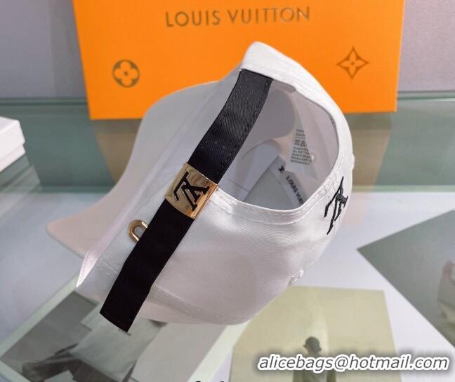 Famous Brand Louis Vuitton Canvas Baseball Hat 040201 White 2022