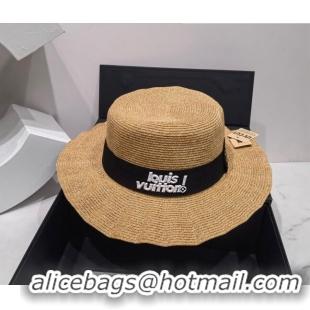 Promotional Louis Vuitton Straw Wave Wide Brim Hat LV2981 Khaki/Black 2022