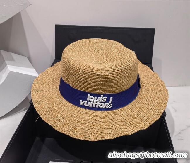 Pretty Style Louis Vuitton Straw Wave Wide Brim Hat LV2981 Khaki/Blue 2022