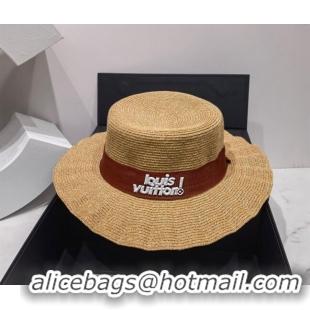 Best Quality Louis Vuitton Straw Wave Wide Brim Hat LV2981 Khaki/Brown 2022