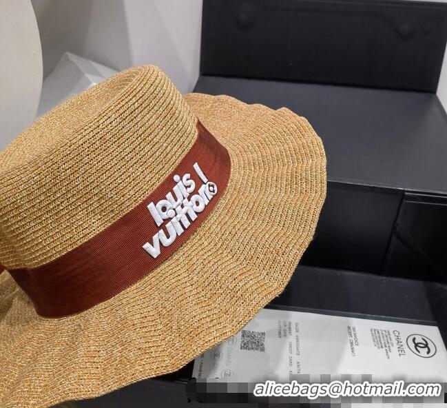 Best Quality Louis Vuitton Straw Wave Wide Brim Hat LV2981 Khaki/Brown 2022