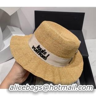 Good Looking Louis Vuitton Straw Wave Wide Brim Hat LV2981 Khaki/White 2022