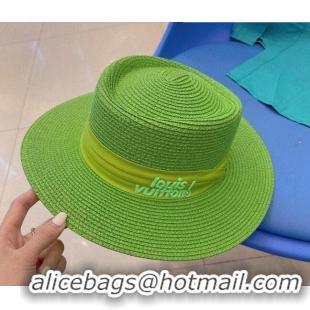 New Style Louis Vuitton Straw Wide Brim Hat 043035 Green 2022