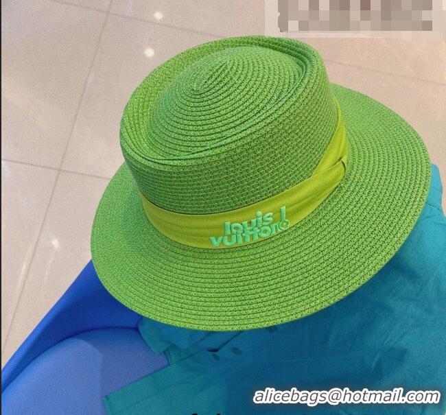 New Style Louis Vuitton Straw Wide Brim Hat 043035 Green 2022