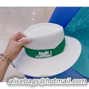 Cheapest Louis Vuitton Straw Wide Brim Hat 043037 White 2022