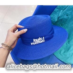 Discount AAAAA Louis Vuitton Straw Wide Brim Hat 0430412 Blue 2022